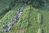 Radioactive vehicles being reclaimed by nature in Fukushima