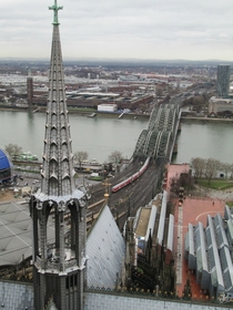 Rail bridge in Cologne seen from the Cathedral 