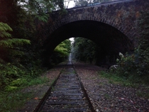 Railroad track in Paris France abandoned since  