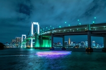 Rainbow Bridge over the Sumida River Tokyo Bay - Japan 