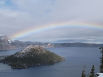 Rainbow over Crater Lake Oregon 