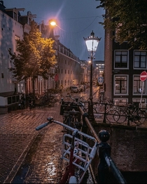 Rainy Night in Amsterdam Centrum Netherlands