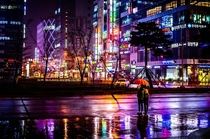 Rainy streets of Busan South Korea 