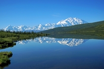 Rare day to see Mt McKinley completely visible with a reflection 
