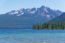 Redfish Lake and the Sawtooth Mountains near Stanley ID 