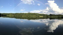 Reflected rainbow after a storm Shelley Lake Raleigh NC  x
