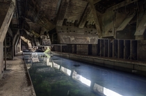 Reflections in the pools below the abandoned Terres-Rouges steel mill in Luxembourg  Photographed by MDE