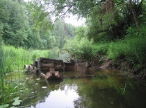 Remains of a Soviet KV- Heavy Tank hull in the Vorya River Moscow Oblast 