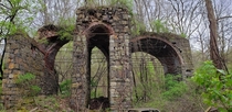 Remains of the Coleraine Furnace Company in Reddington Northampton County PA Bought by Bethlehm Steel for use as an ordnance plantarmor testing site through WWI then abandoned by  Picture taken May 