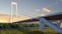 Render of the new bridge to be build over the Danube River in Dobrogea Region Romania