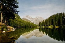 Reposeful Reflection Lake Palpuogna Switzerland 
