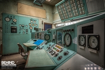 Retro control desk at an abandoned wind tunnel facility in the UK 