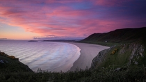 Rhossili Bay Wales sunset 