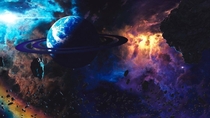 Ringed Planet inside a Nebula 