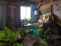 Room in abandoned hotel Hachijo-jima Japan
