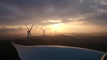 Row of wind turbines Sweden 