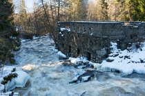 Ruins overlooking Latokartanonkoski rapids in Finland 