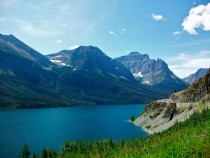Saint Mary Lake and Little Chief Glacier National Park  Montana
