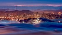 San Francisco California Surrounded by Fog  by Nicholas Steinberg