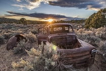 Sands of Time Burying an Abandoned  Dodge B- in Utah