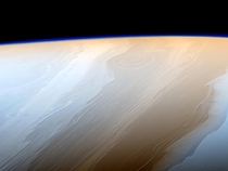 Saturn cloud tops with enhanced color variations to show details  Cassini