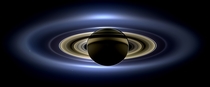 Saturn eclipsing the sun as seen from Cassini 