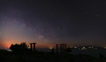 Saturn top right and the Milky Way taken at the ruins of the ancient temple of Athena at Assos Turkey 