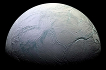 Saturns ice moon Enceladus Image by Cassini NASAJPLSpace Science Institute