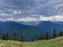 Scattered showers over the Olympic Mountains