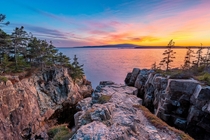 Schoodic Peninsula Maine  months of visiting these cliffs and finally caught the sunset I wanted 
