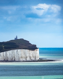 Sea by the Belle Tout lighthouse UK looking like the South of France 