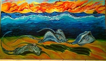Searay Sunset x feetoil on canvas painting l created for local Tampa area client