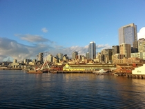 Seattle waterfront from a ferry x