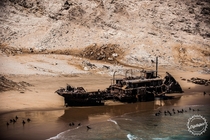 Shipwreck of the steamship MS Otavi Spencer Bay Namib Desert