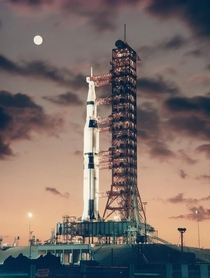 Shoot for the moon - Saturn V rocket on the pad at dawn prior to first launch - November   