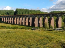 Since the last one went down well abandoned viaduct in Scotland further along the line Still with old ballast on the top Closed in 
