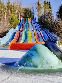 Six months ago someone posted a picture from Fun Park Fyn a Danish amusement park closed in  Here it is in winter