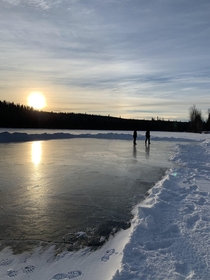 Skating rink on a Lake in the NT Canada OC