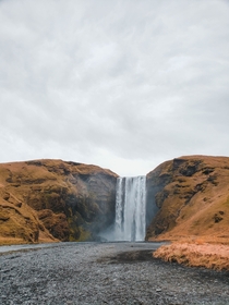 Skogafoss on a chilly overcast day 
