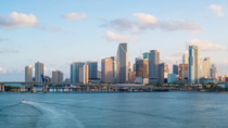 Skyline of Miami Florida from Biscayne Bay 