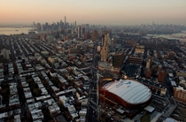 Skylines of Manhattan Brooklyn and Jersey City USA 
