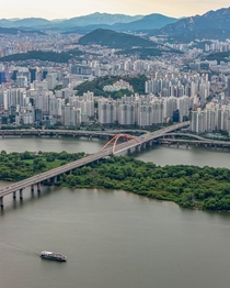 Small uninhabited islands in the middle of the city left as a natural sanctuary Seoul South Korea 