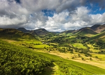 Small villages dot the landscape of the Newlands Valley in the Lake District England 