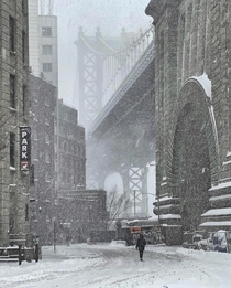 Snow-covered New York City 
