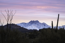 Snowy pastel morning at Four Peaks Arizona - 