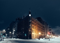 Snowy Street Corner in Washington DC 