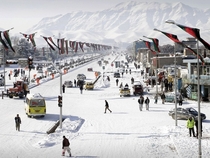 Snowy winter in Kabul City Afghanistan