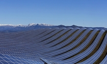 Solar panels line up at a photovoltaic park in Les Mees France 