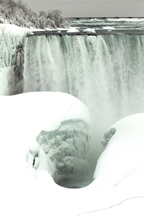 Solid ice buildup at Niagara Falls Ontario 