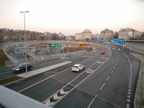 Some kind of Soup bowl interchange in the city ring road of Prague Czech Republic